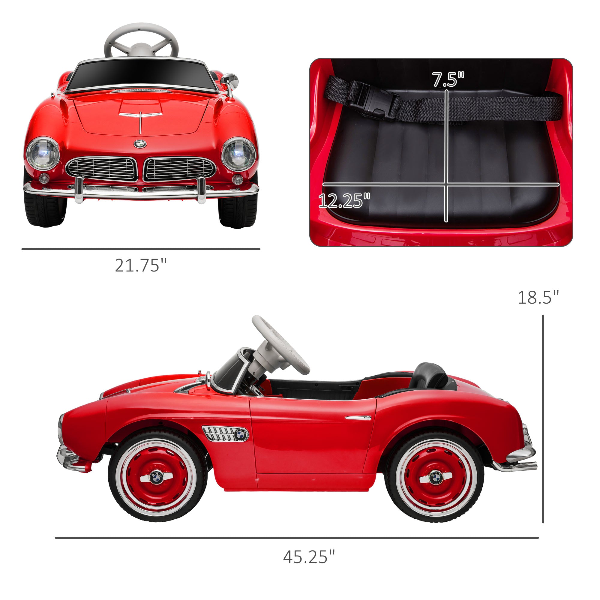 Licensed 12V Kid Electric Ride On Car with Easy Transport, Red