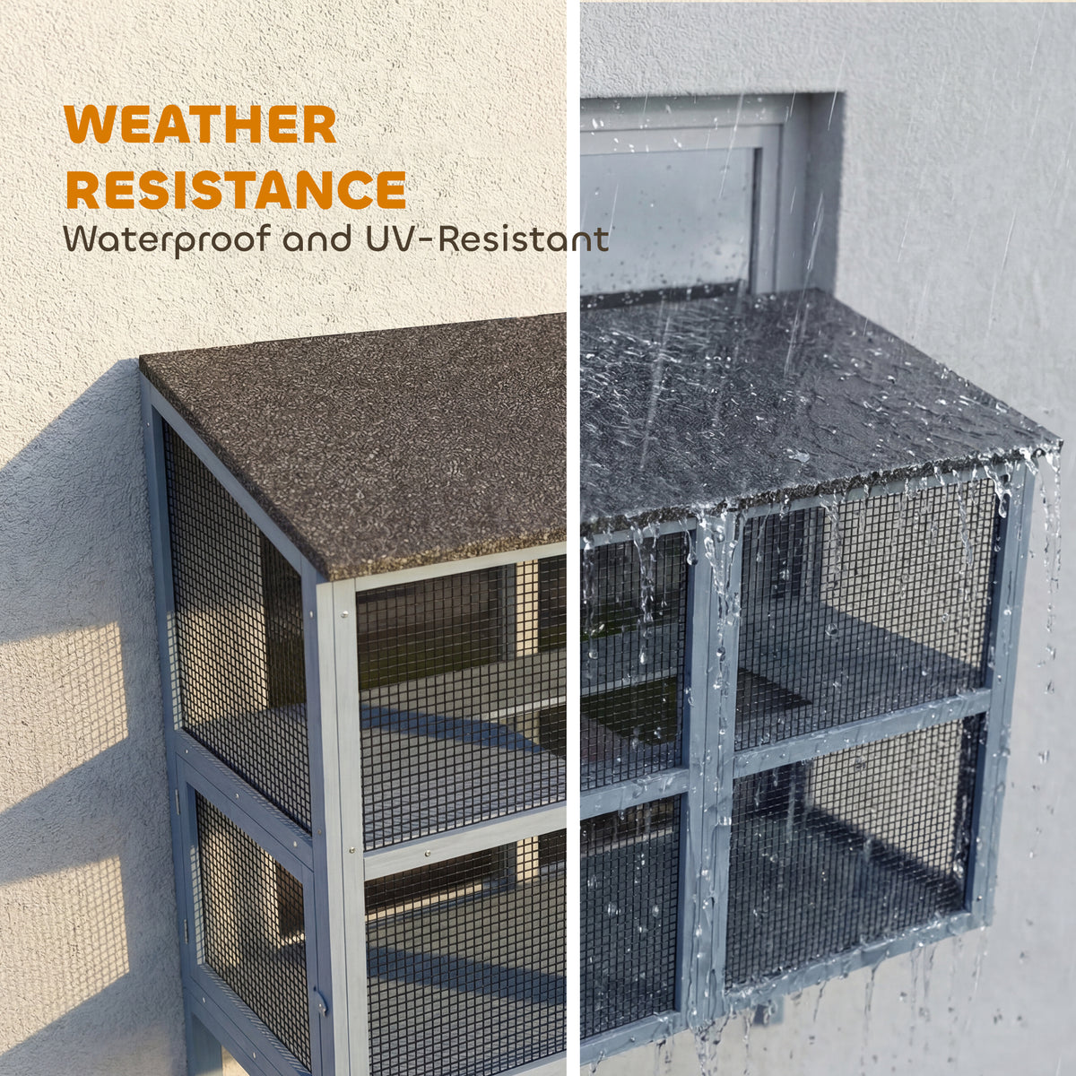 Catio Outdoor Cat Enclosure Outdoor Window Box Cat House with Waterproof Roof 39.4"L Gray