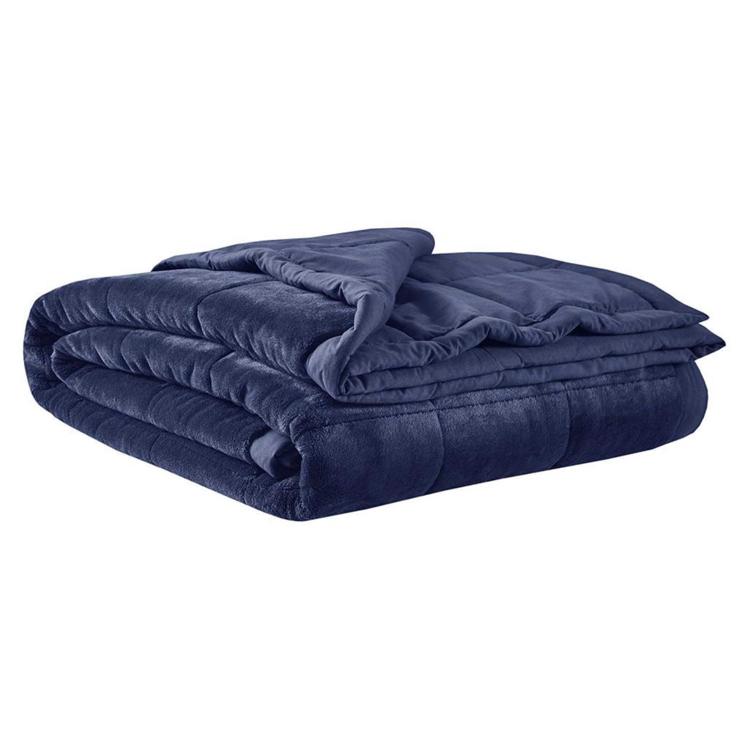 Reversible Down Alternative Blanket with Smart Temperature Control, Plush to Microfiber, OEKO-TEX Certified, 90" L x 66" W x 0.25" H, Navy