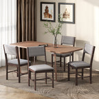 Modern Dining Chairs Set of 4, Linen Fabric Kitchen Chairs with Rubberwood Legs for Dining Room, Living Room, Gray