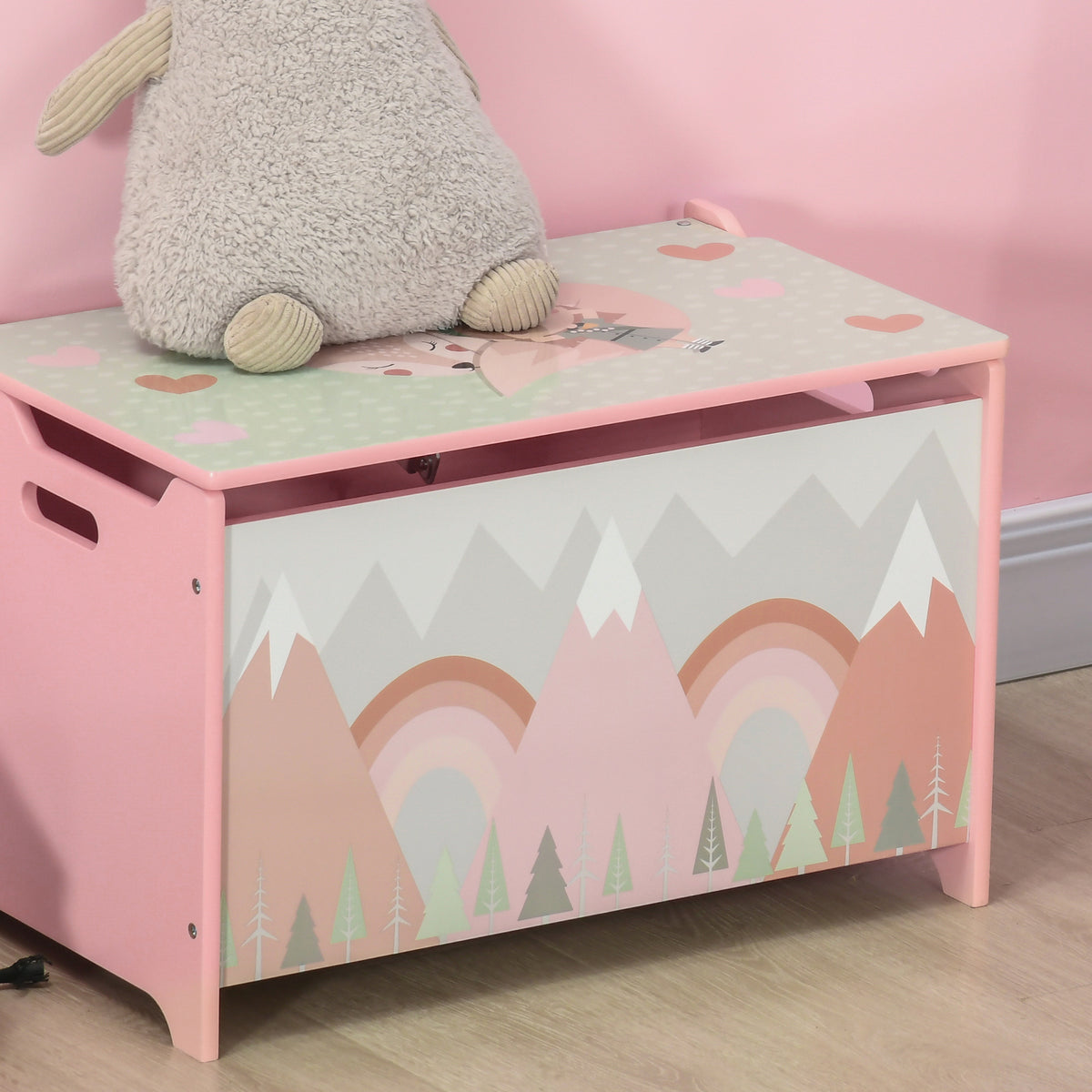 Storage Chest with Lid, Storage Box Organizer for Bedroom, Pink