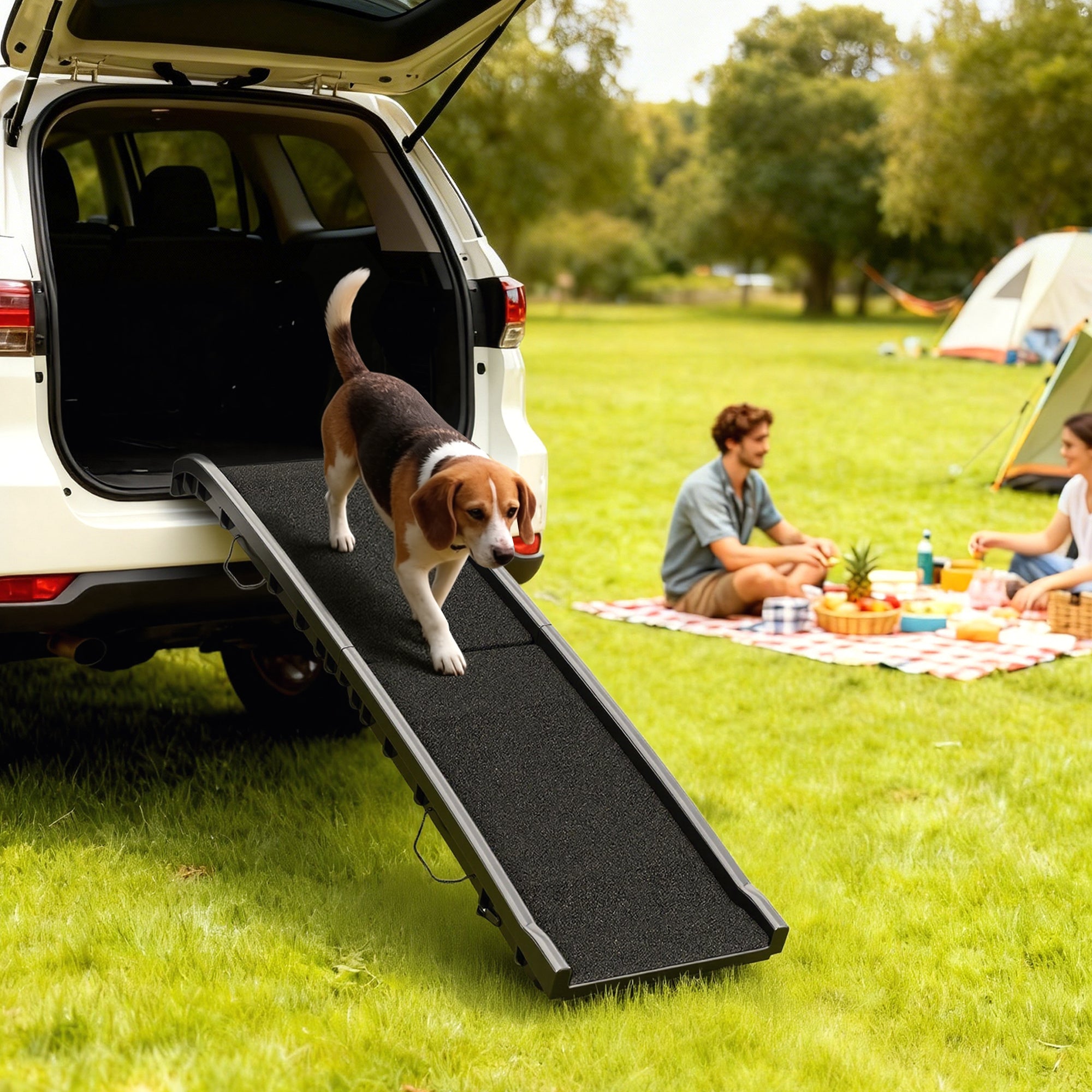 Folding Dog Ramp for Car, 61 Inches Portable Pet Ramp with Non Slip Frosted Surface, Raised Side Rails