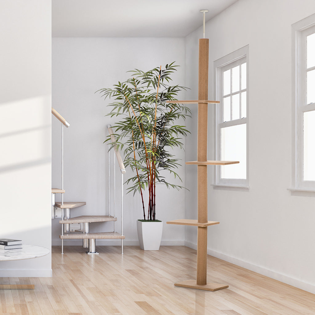 4-level Platform Cat Tree with Sisal-Covered Scratching Posts Natural Cat Tree Activity Center for kittens, Brown
