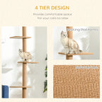 4-level Platform Cat Tree with Sisal-Covered Scratching Posts Natural Cat Tree Activity Center for kittens, Brown
