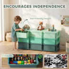 3 Tier Kids Storage Organizer with 9 Drawers for Bedroom, Nursery, Kindergarten, Living Room, Boys and Girls, Green