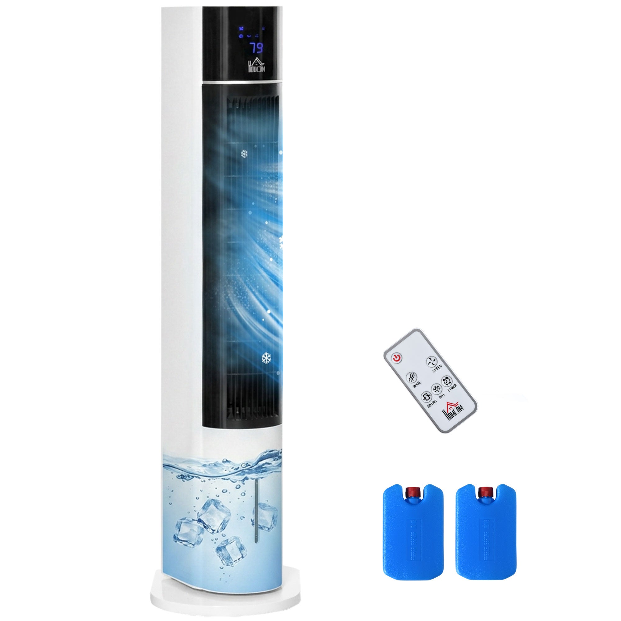 42" 3-In-1 Air Cooler, 52° Oscillating Portable Swamp Cooler with Humidifier, 3 Modes, 3 Speeds, 12H Time, White