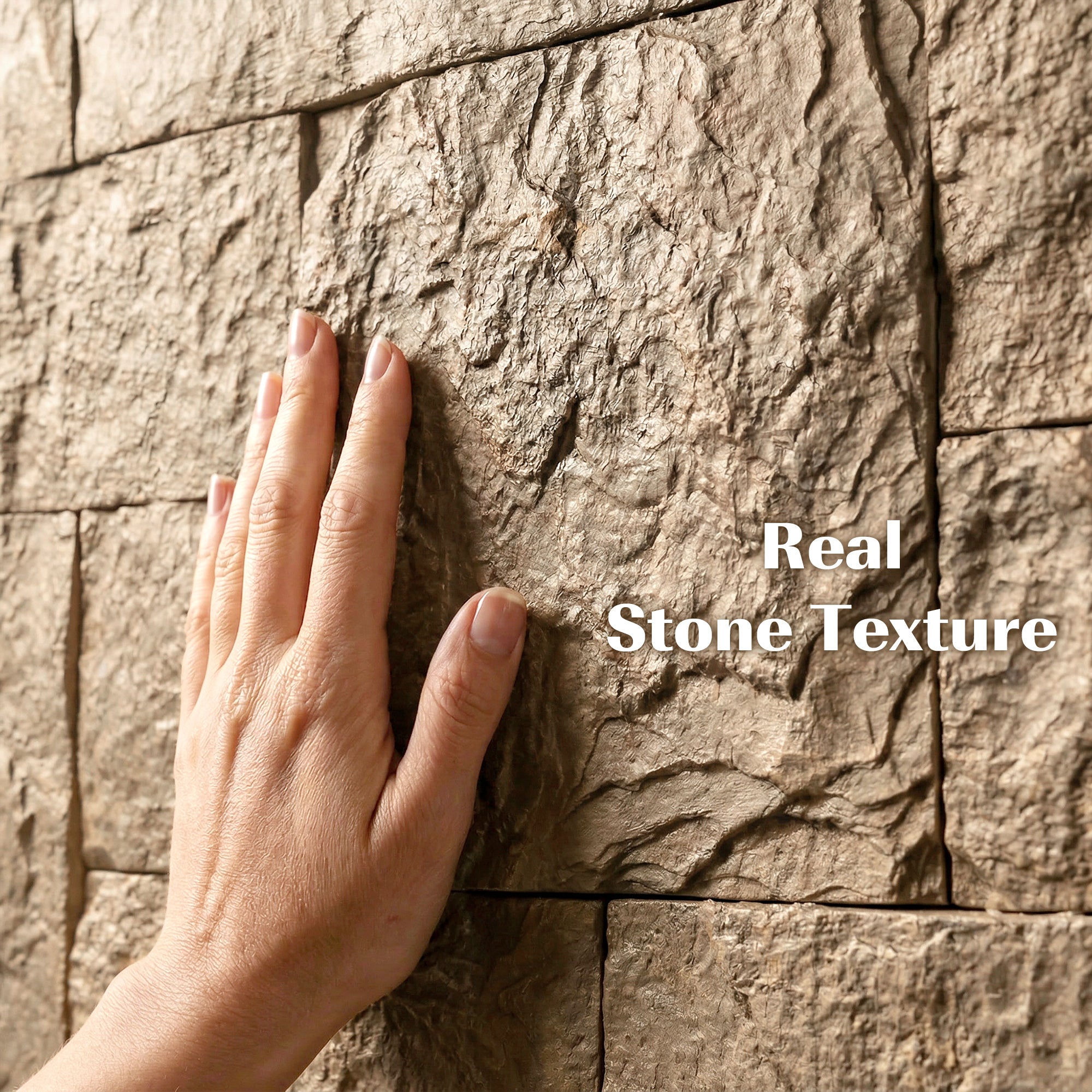 8-Pack 3D Faux Stone Wall Panels, Lightweight Polyurethane Panels for Interior and Exterior Accent Walls, Beige