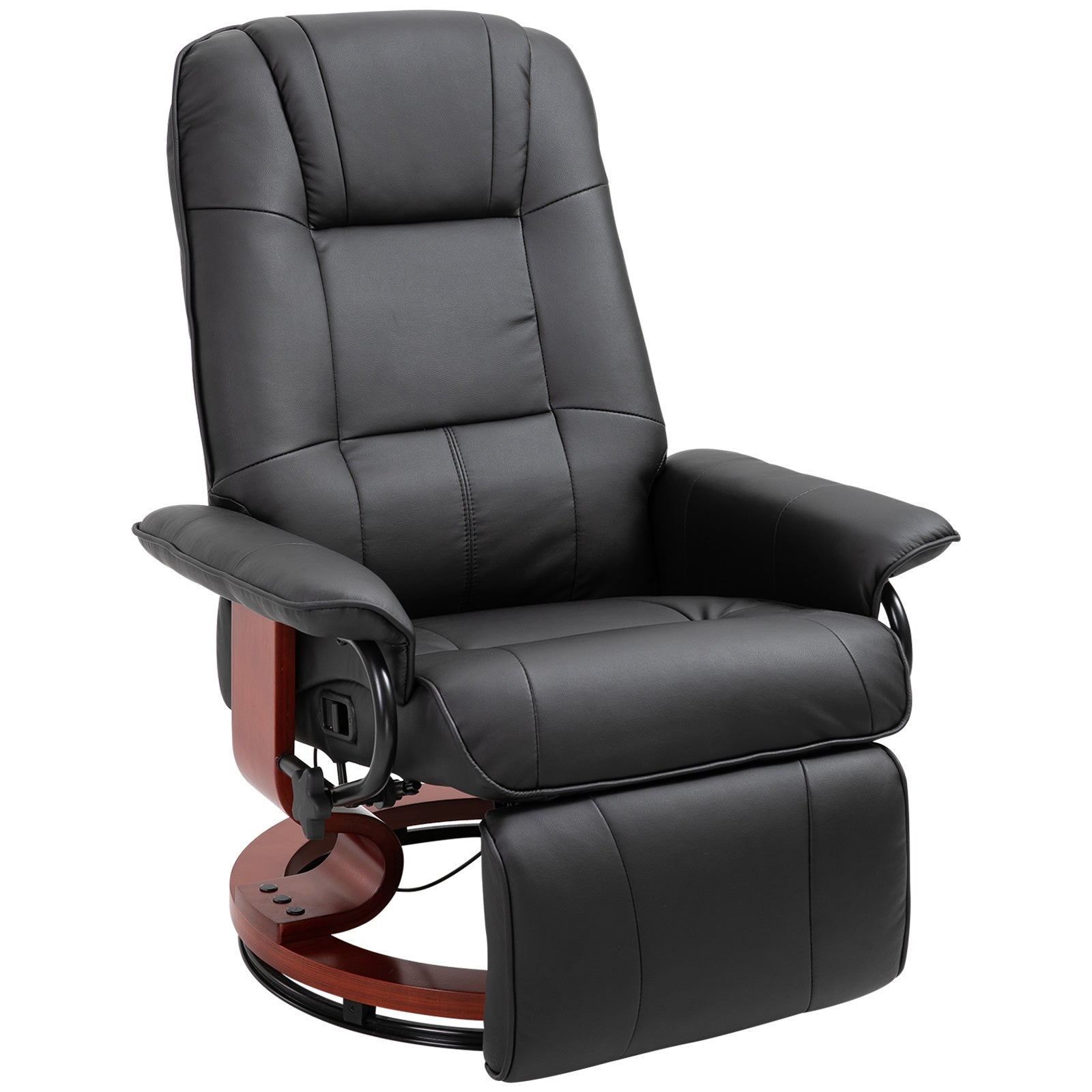 Faux Leather lounge chair with footrest and armrest, Manual Swivel Recliner for living room, Black