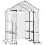 5' x 5' x 6' Mini Walk-in Greenhouse Kit, Portable Green House with 3 Tier Shelves, Roll-Up Door, and Weatherized Plastic Cover for Backyard Garden, Clear