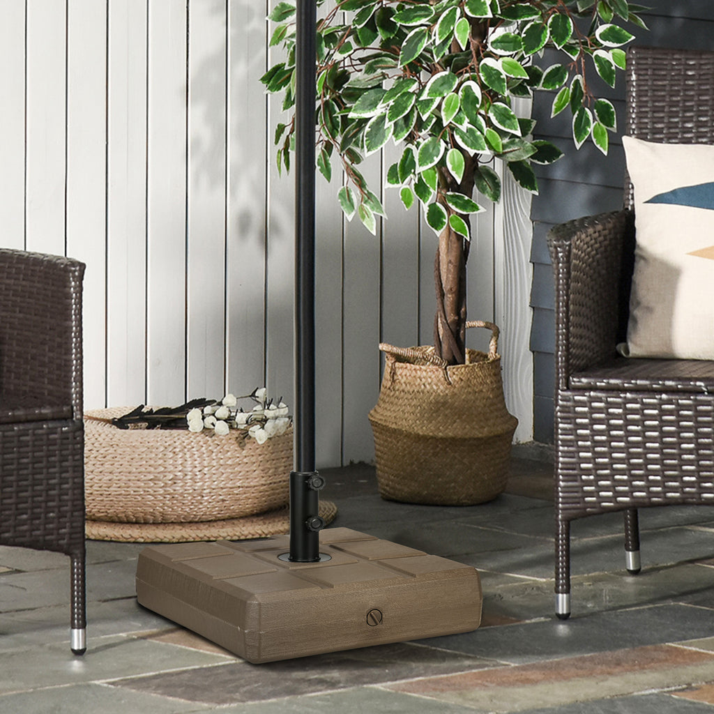 Umbrella Stand for 1.5", or 1.9" Umbrella Poles, Fillable Umbrella Base, Brown