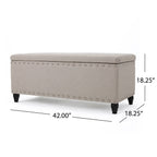 Fabric Storage Ottoman Bench with Solid Wood Construction, Versatile Seating and Storage, 42" L x 18.25" W x 18.25" H, Wheat