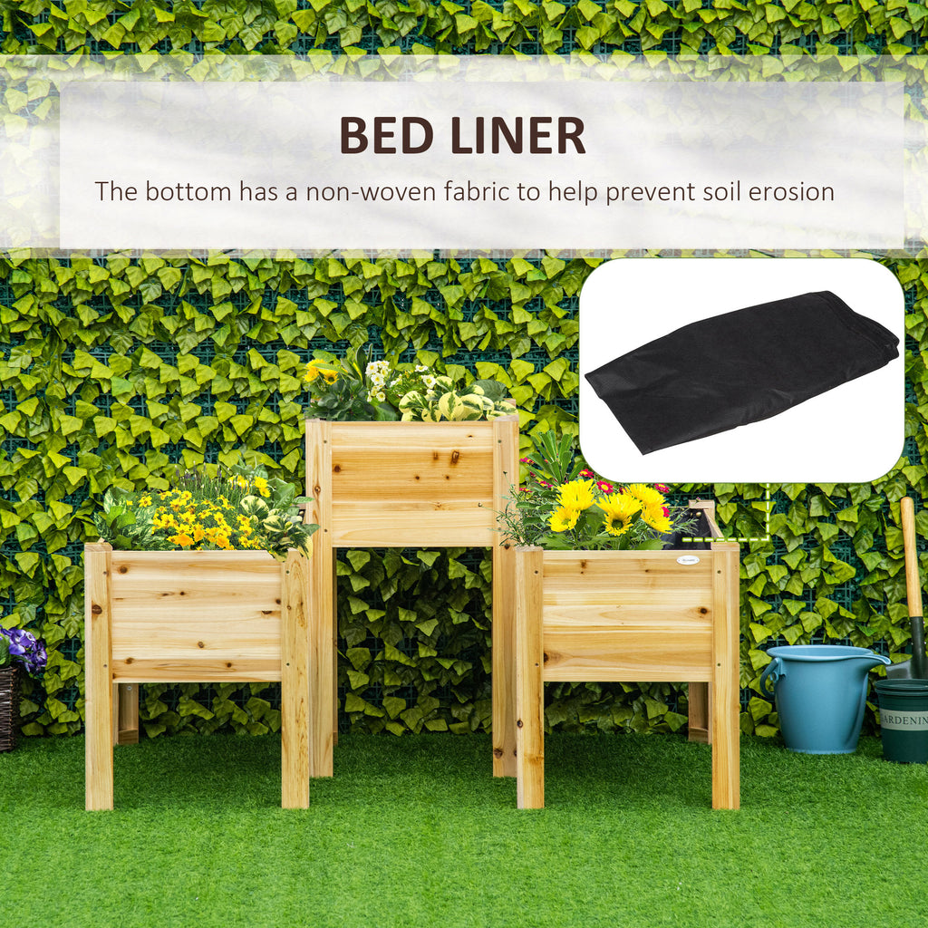 Raised Garden Bed Set of 3, Wooden Elevated Planter Box with Legs and Bed Liner, for Backyard and Patio to Grow Vegetables, Herbs, and Flowers, Natural