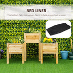 Raised Garden Bed Set of 3, Wooden Elevated Planter Box with Legs and Bed Liner, for Backyard and Patio to Grow Vegetables, Herbs, and Flowers, Natural