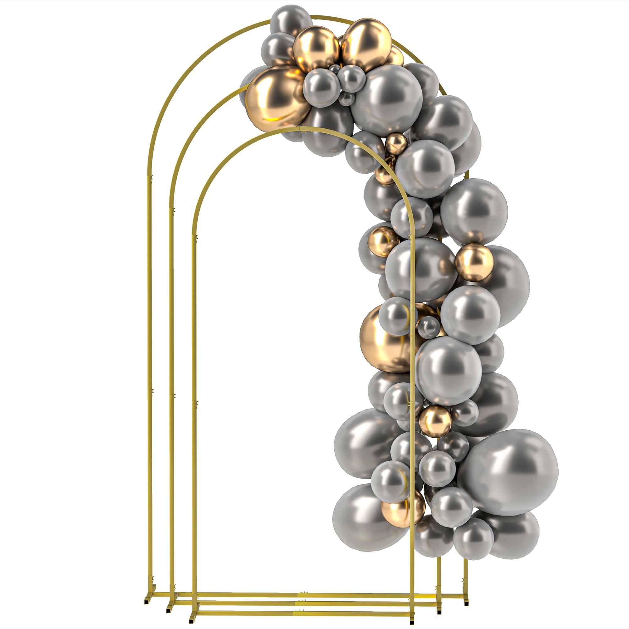 Metal Arch Backdrop Stand Set of 3, 7/6.5/6 ft Wedding Arch Frame, Balloon Backdrop Arch Stand Set for Birthday Party, Bridal Shower, Graduation, Ceremony, Banquet Decorations, Gold