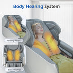 Zero Gravity Massage Chair with Back Heating, 3D Massage Rollers, AI Voice, App Control Dual SL Track Full Body Recliner, Gray