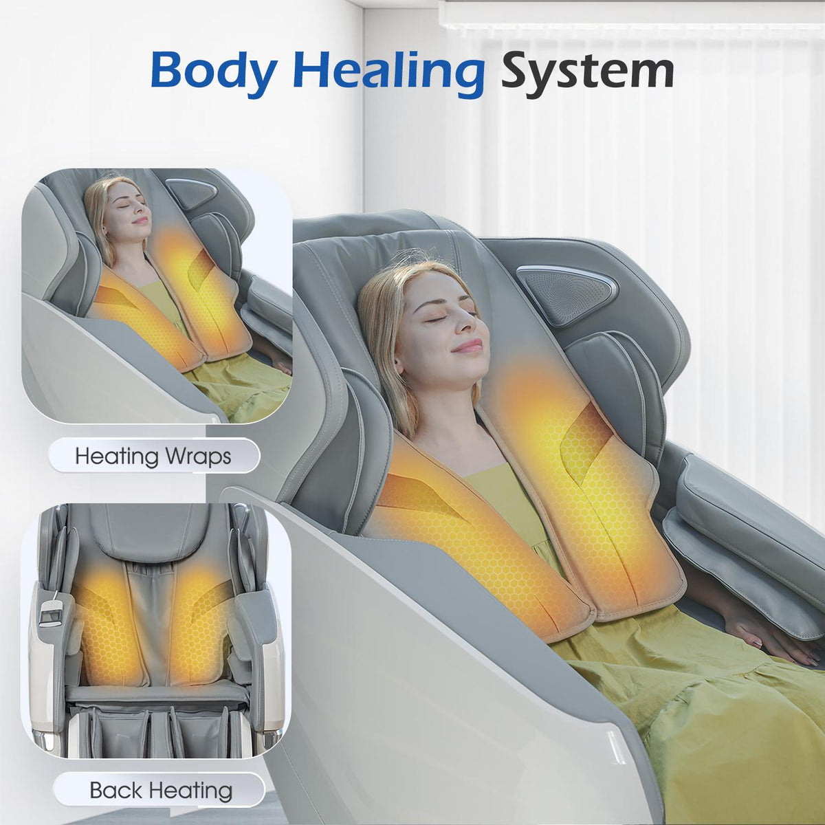 Zero Gravity Massage Chair with Back Heating, 3D Massage Rollers, AI Voice, App Control Dual SL Track Full Body Recliner, Gray