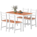Dining Table Set for 4, 5 Piece Modern Kitchen Table and Chairs, Solid Wood Dining Room Set for Small Spaces, Breakfast Nook, White