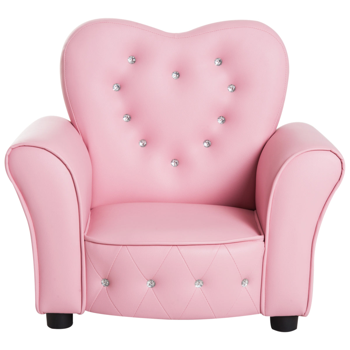 Kids Sofa Toddler Tufted Upholstered Sofa Chair Princess Couch Furniture with Diamond Decoration for Preschool Child, Pink
