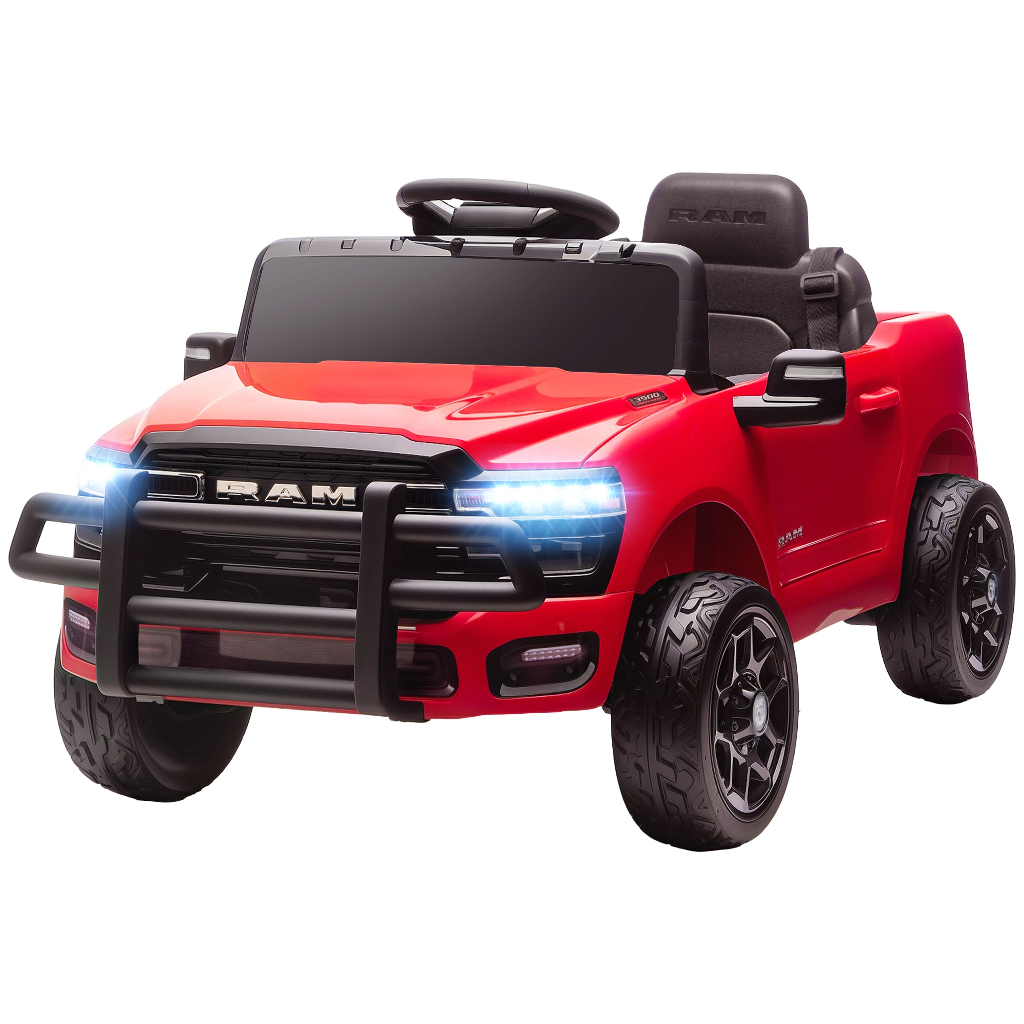 12V Kids Ride on Car, Licensed RAM 3500 Ride on Toys with Dual Motors, Remote Control for Toddlers, Red