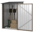 Outdoor 3.3' x 3.4' Lean-to Garden Storage Shed, Galvanized Steel Tool House with Lockable Door for Patio, Brown