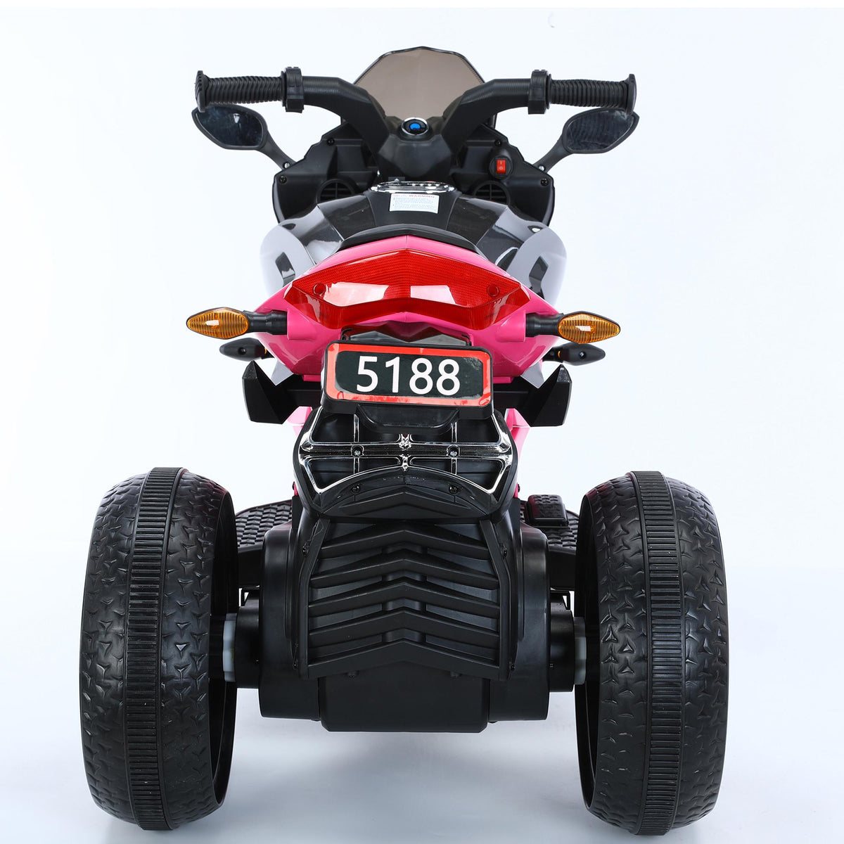 3-Wheel 12V Kids Electric Ride-On Motorcycle with Training Wheels and Headlight, Motorbike with MP3/USB, 43.5'' L x 23.5'' W x 29'' H, Red