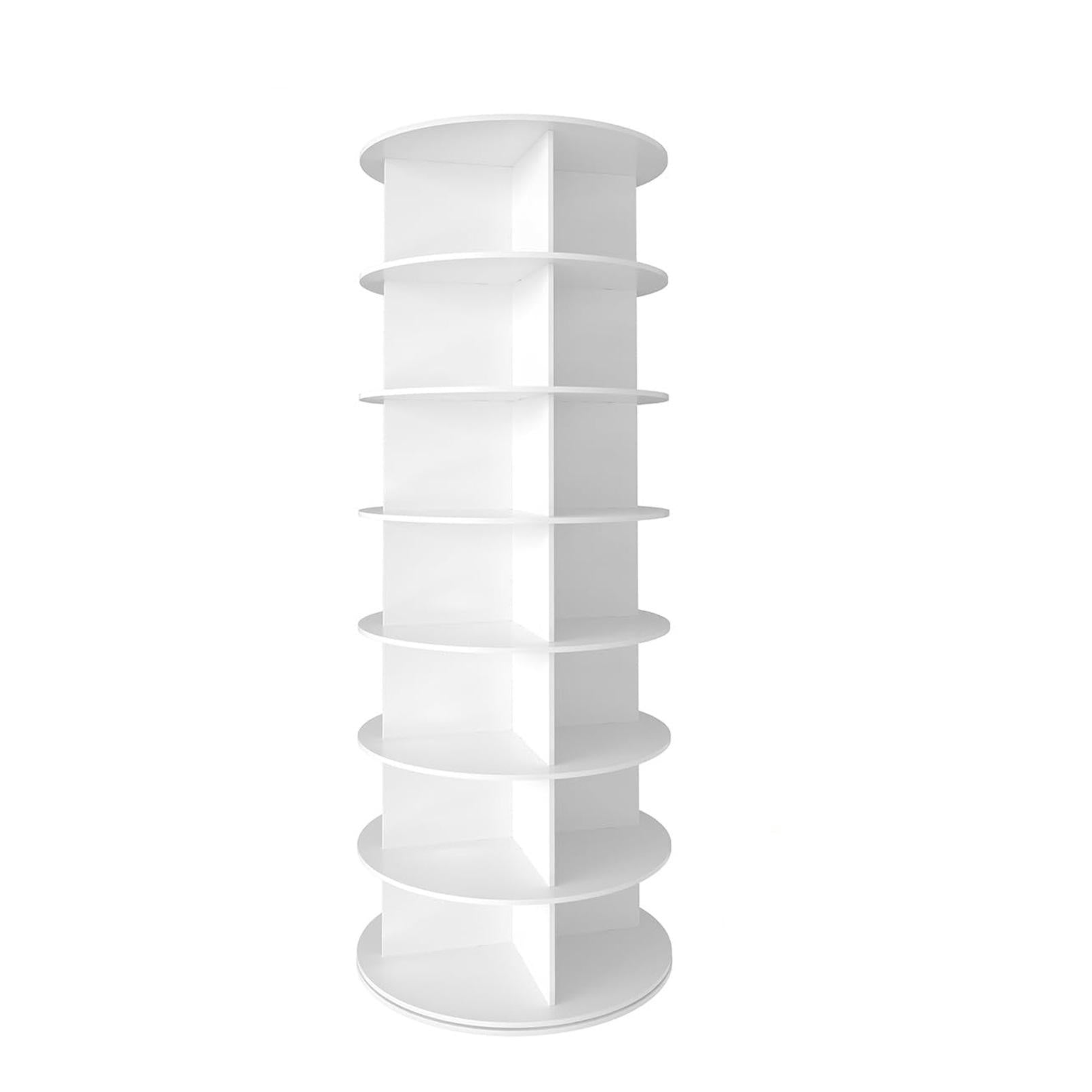 7-Tier Rotating Shoe Rack Tower with Sturdy Construction, 360-Degree Shoe Display with 28-Pair Capacity, 23.5" L x 23.5" W x 63.5" H, White
