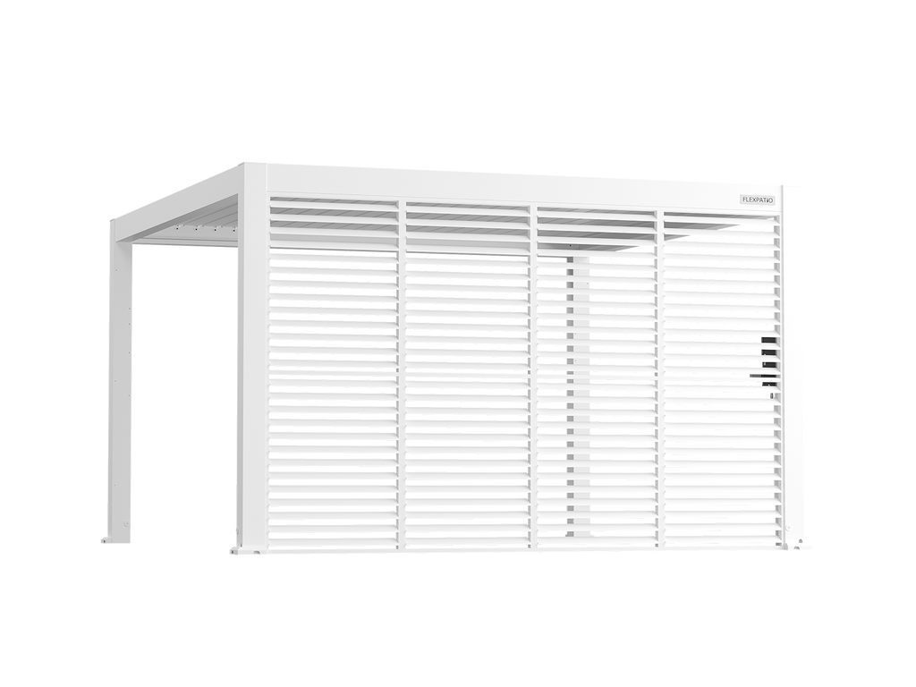 Privacy Shutter Walls — All-Aluminum Adjustable 0–180° Side Shutter Add-On, 13' Side, White for Pergola Privacy and Shade