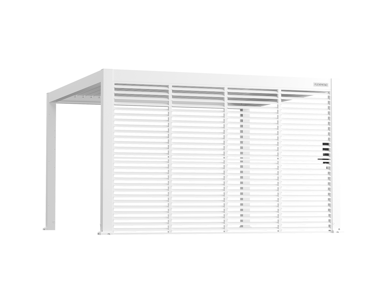 Privacy Shutter Walls — All-Aluminum Adjustable 0–180° Side Shutter Add-On, 13' Side, White for Pergola Privacy and Shade