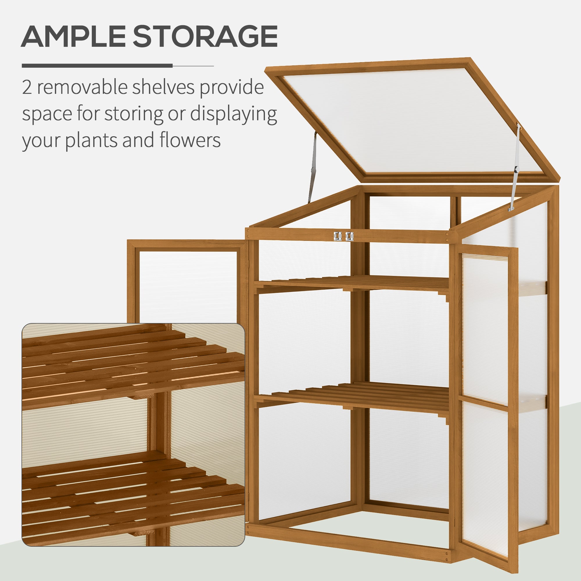 Wooden Cold Frame Greenhouse Small Mini Planter Box, 30" L x 24" W x 44" H, Brown