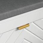 Narrow Storage Bench, Upholstered Entry Way Bench, Shoe Rack Bench with 2 Flip Drawers, 2 Vents for 8 Pairs of Shoes