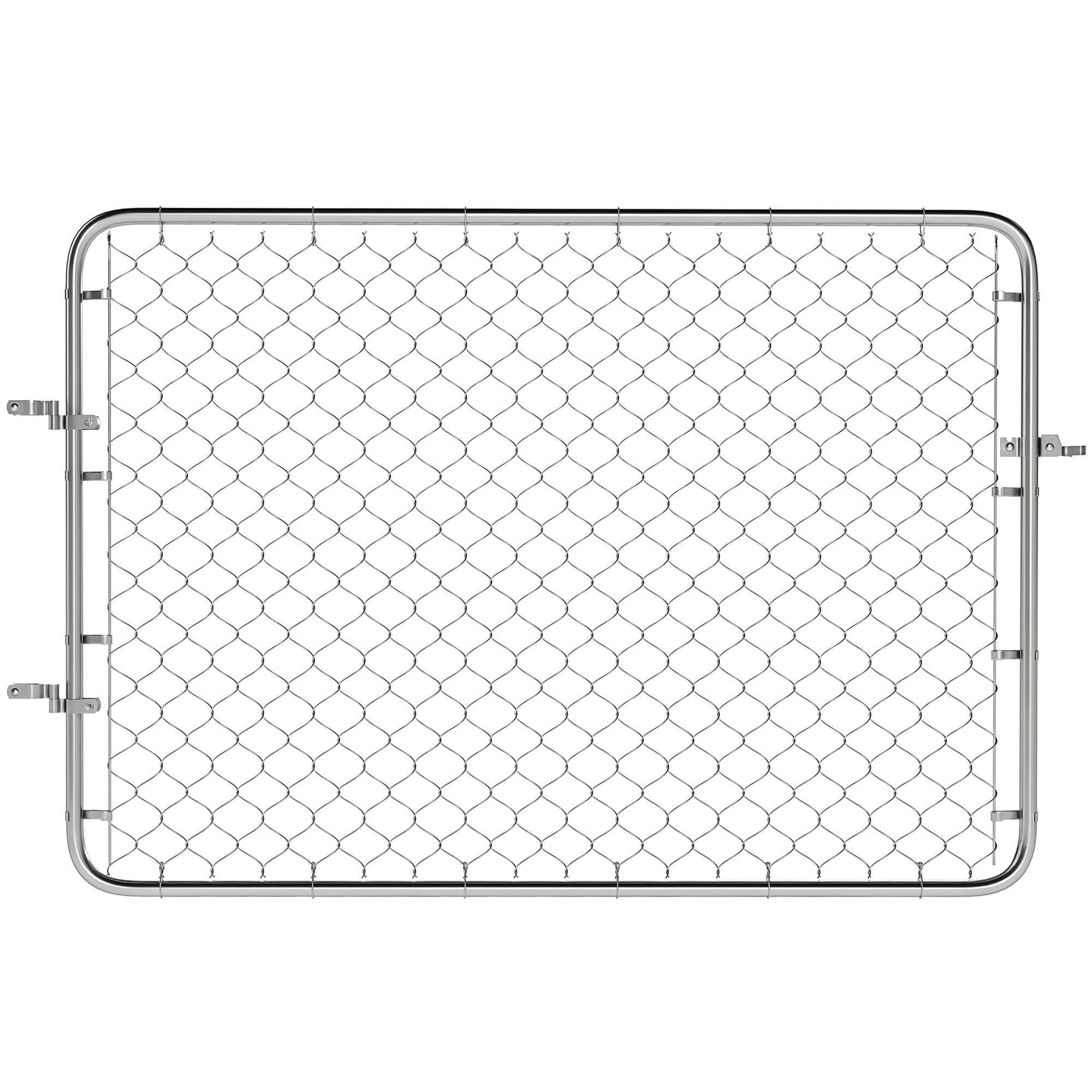 Garden Gate Chain Link Fence Gate, Galvanized Steel Garden Door for Yard Entrance Way, 47.2 x 70.9 in., Silver