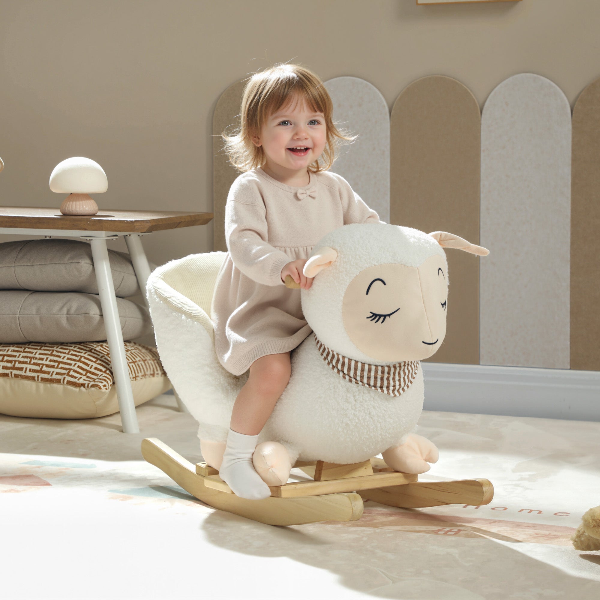 Baby Rocking Horse, Sheep Rocking Horse with Lullaby Song for Toddlers 18–36 Months, White
