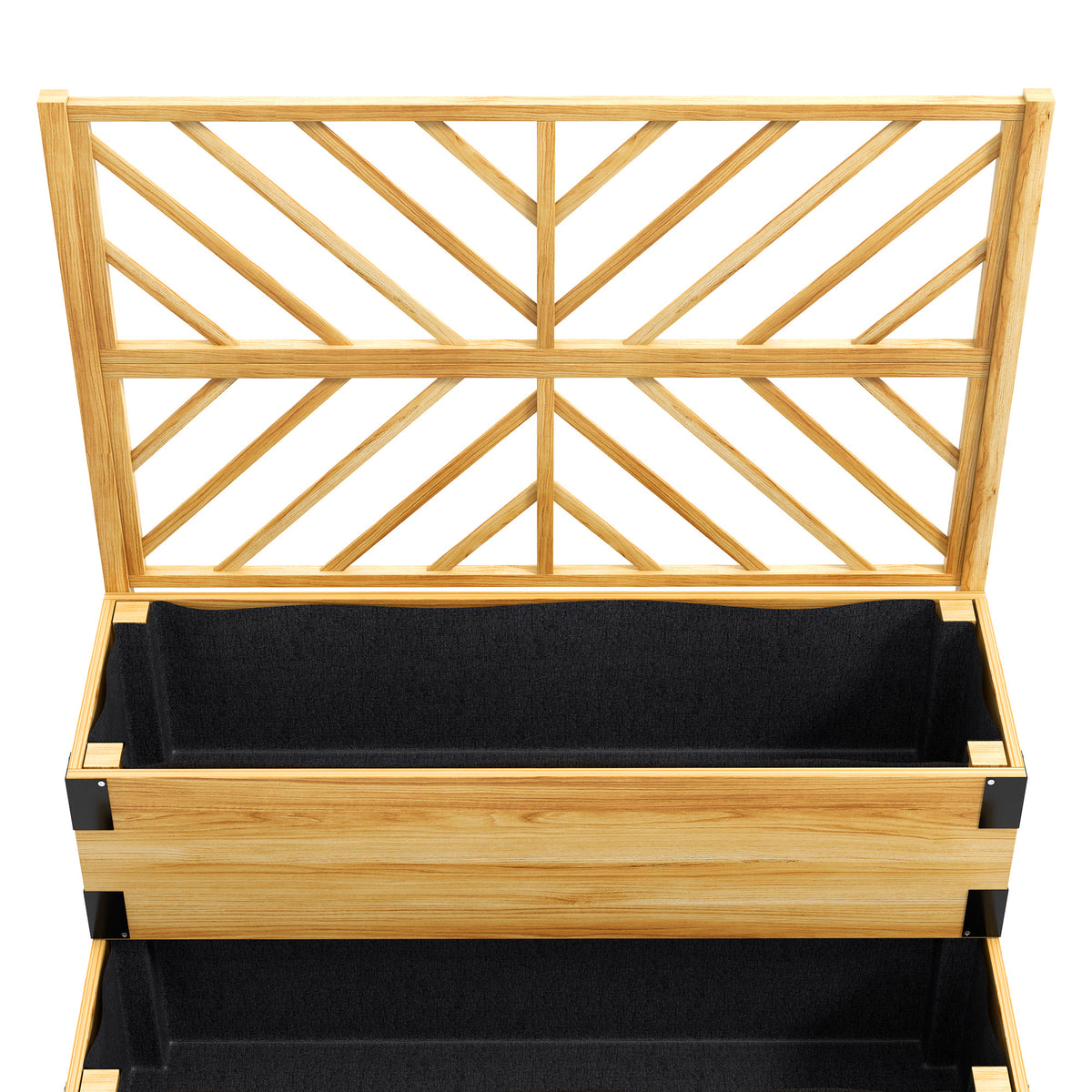 2 Tier Trellis Planter, Wooden Raised Garden Bed, Natural