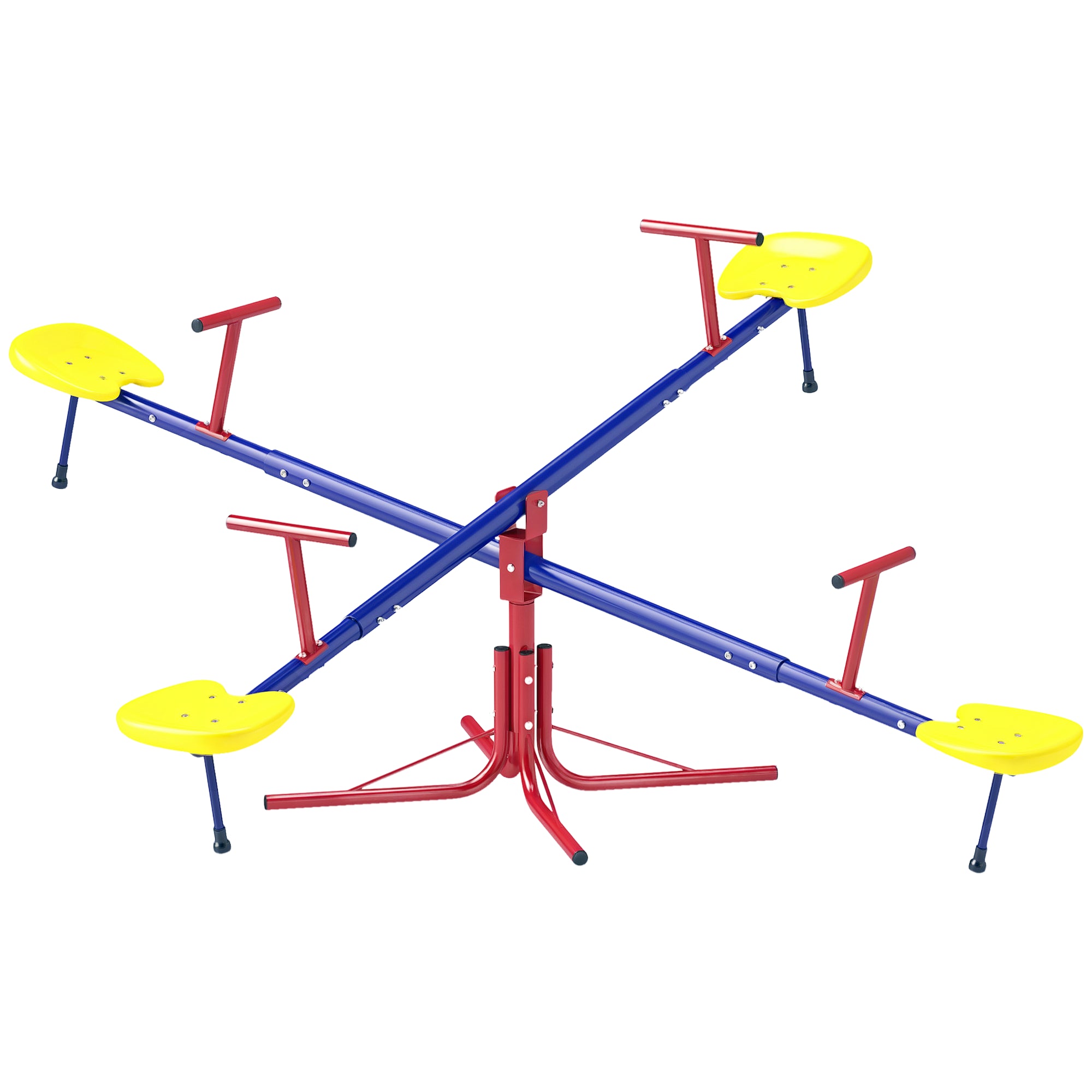 Kids Seesaw Swivel Teeter Totter with 360° Spinning, 4 Seater Seesaw Outdoor Playground Equipment for Backyard, Boys and Girls Aged 3-8 Years Old