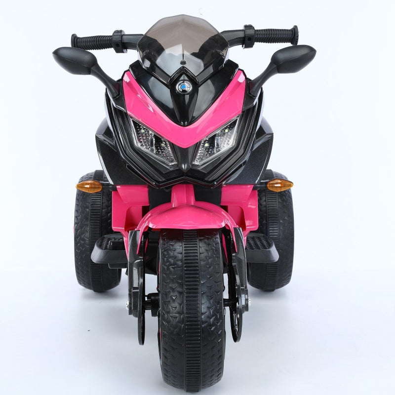 3-Wheel 12V Kids Electric Ride-On Motorcycle with Training Wheels and Headlight, Motorbike with MP3/USB, 43.5'' L x 23.5'' W x 29'' H, Pink