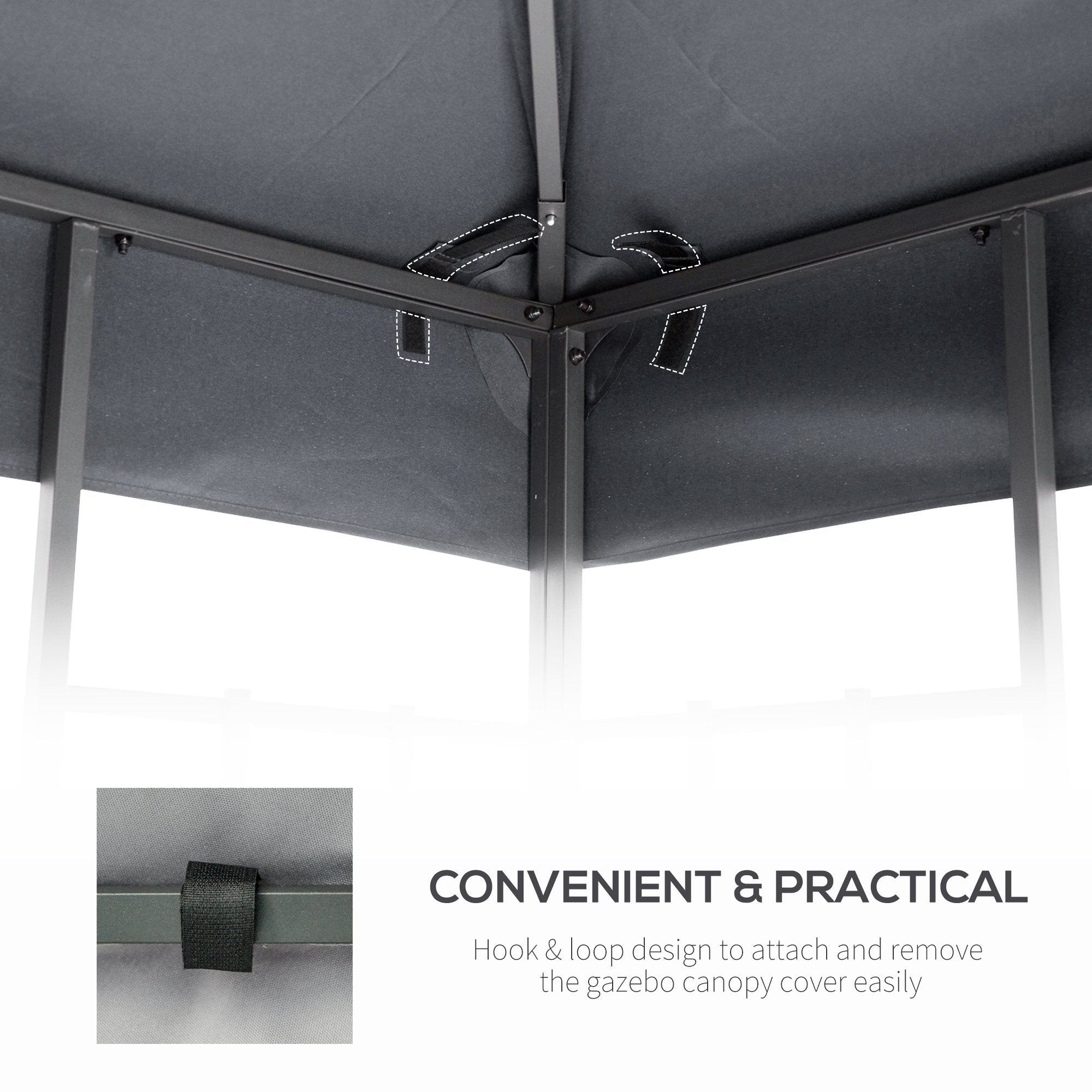 Gazebo Replacement Canopy for Model 01 -0153, 2-Tier Top Cover for 9.84' x 9.84' Gazebo, Gray (TOP ONLY)