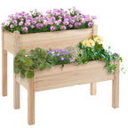 Raised Garden Bed, 2-Tier Wood Planter Stand Plant Grow Box, 34"x34"x28"