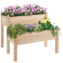 Raised Garden Bed, 2-Tier Wood Planter Stand Plant Grow Box, 34"x34"x28"