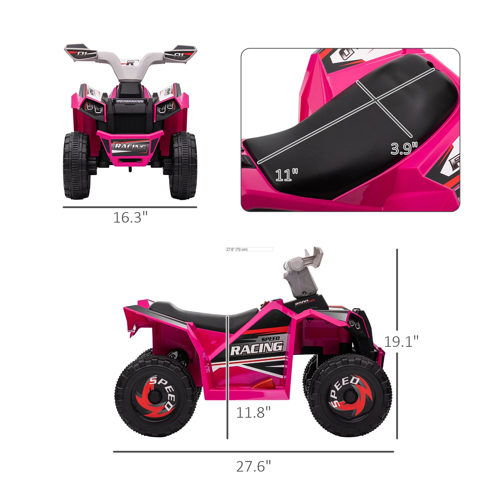 6V Electric Toy Car with Forward Backward, Wear-Resistant Wheels for Ages 18-36 Months, Pink