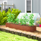 7.9' x 2' x 1' Galvanized Raised Garden Bed Kit, Metal Planter Box with Safety Edging, Brown