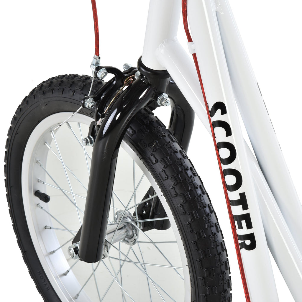 Youth Scooter Kick Scooter for Kids 5+ with Adjustable Handlebar Front and Rear Dual Brakes Inflatable Wheels, White
