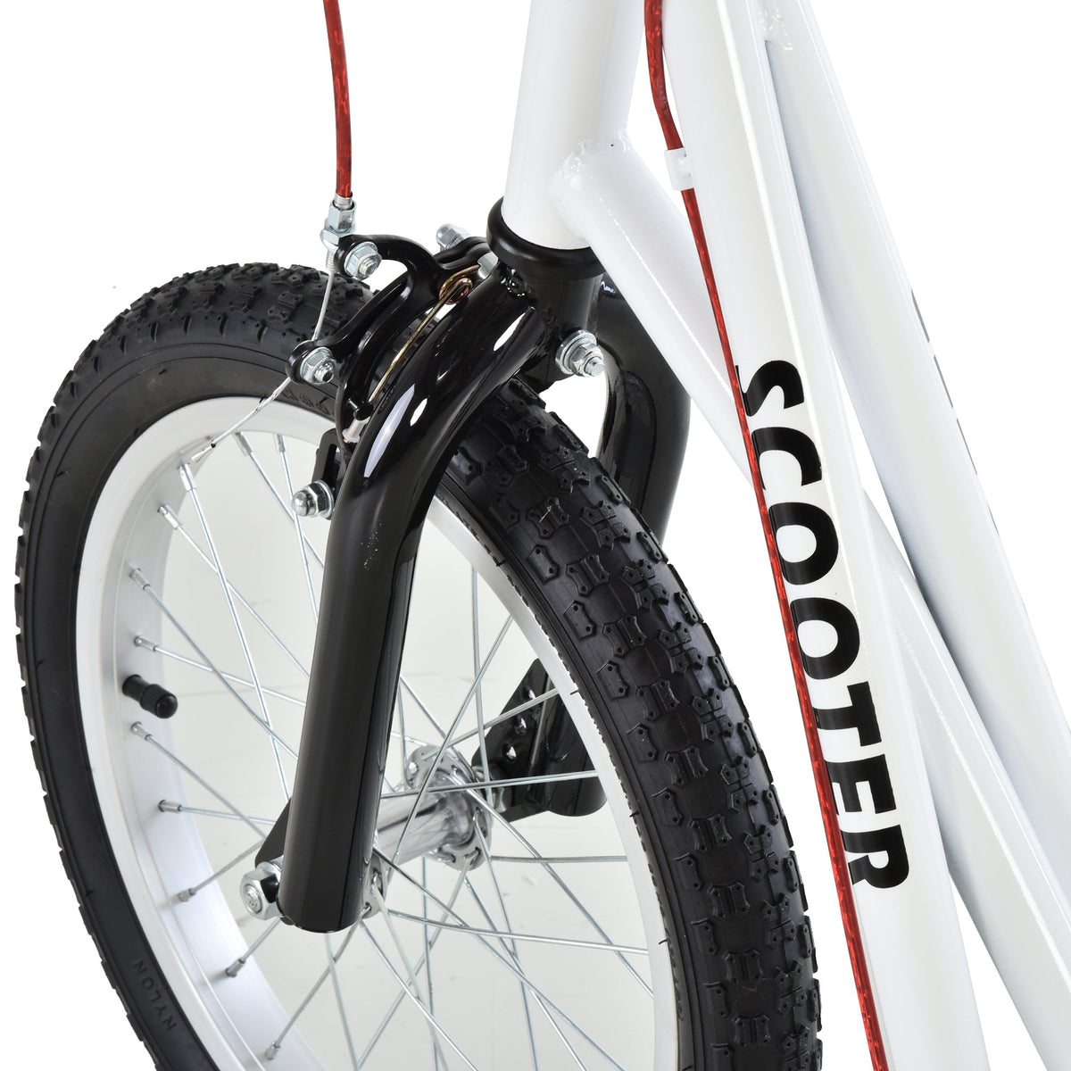 Youth Scooter Kick Scooter for Kids 5+ with Adjustable Handlebar Front and Rear Dual Brakes Inflatable Wheels, White