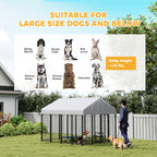 Outdoor Dog Kennel with Roof, 8' x 8' x 6' Heavy Duty Welded Wire Dog Playpen Enclosure with Escape-proof Lock