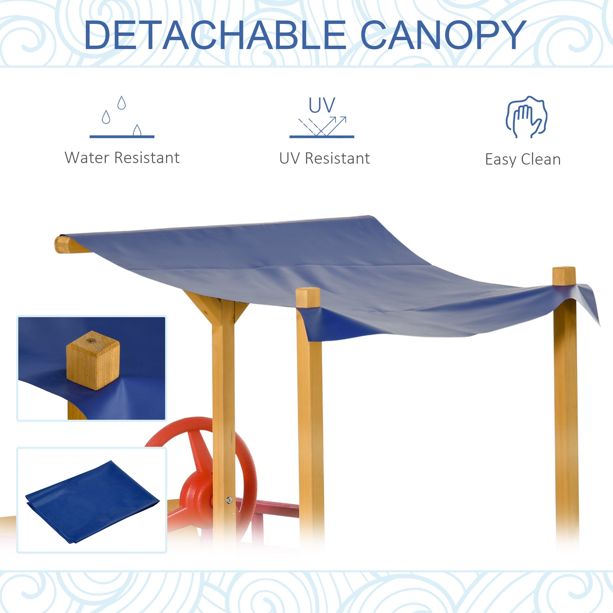 Kids Wooden Sandbox, w/ Canopy Bench Seat Storage Space, Aged 3-8 Years Old