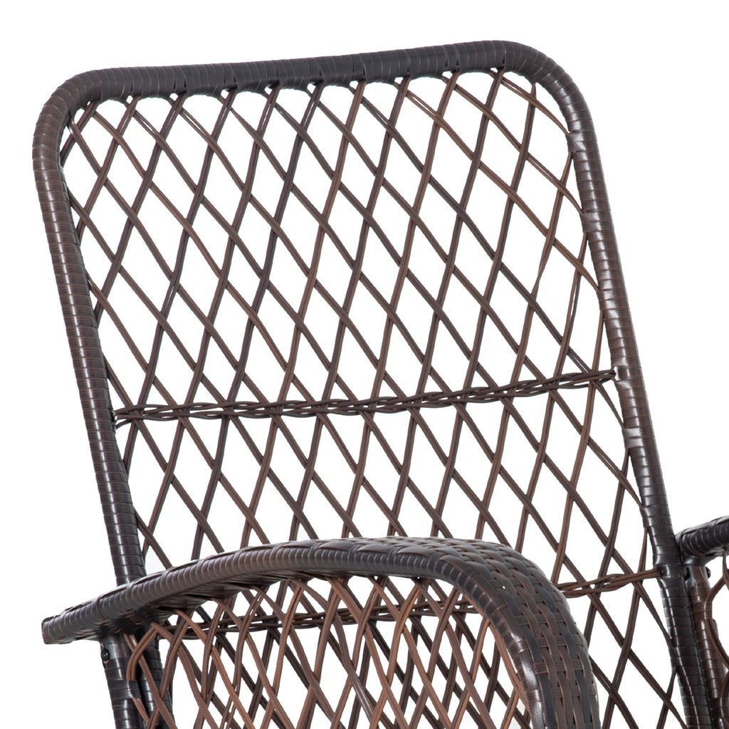Rattan Porch Rocker w/ Plush Cushion, Gray