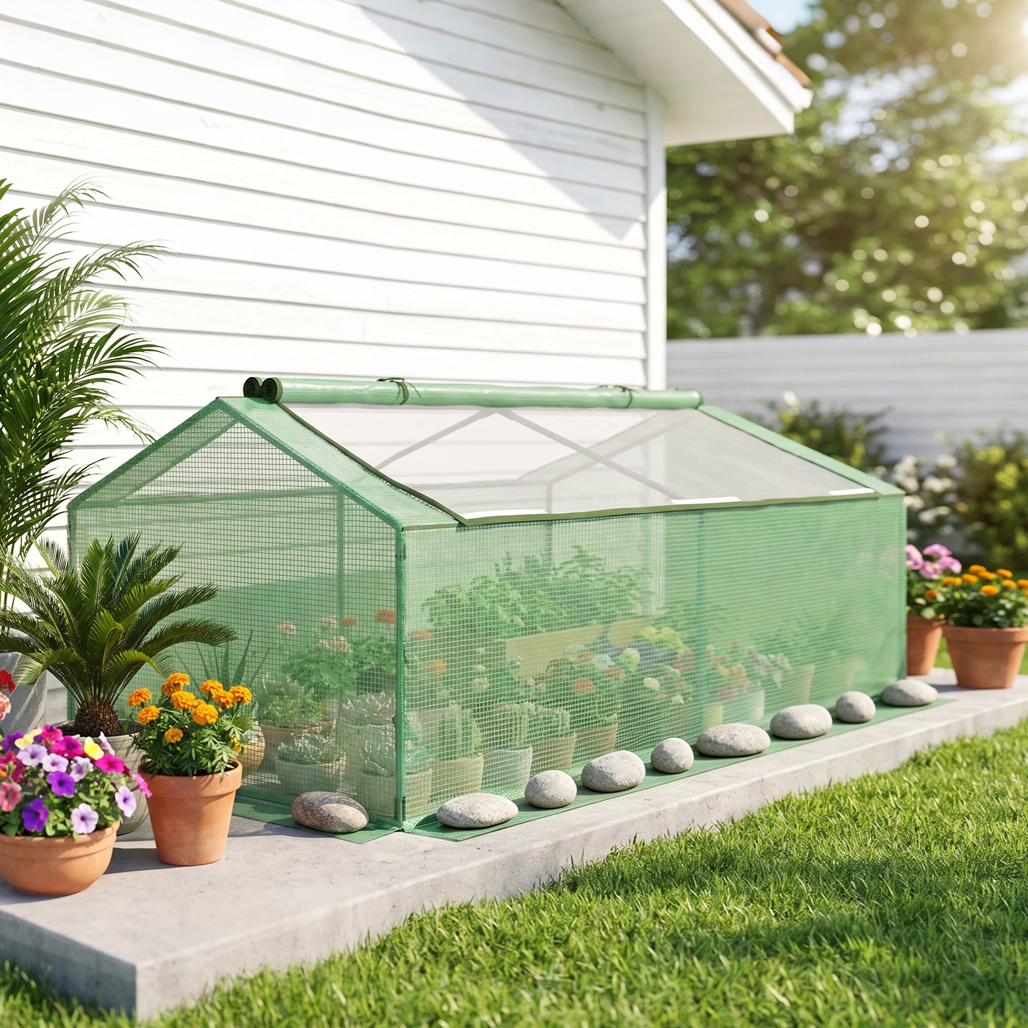 71" x 36" x 28" Mini Greenhouse Portable Hot House for Plants with Large Zipper Windows for Outdoor, Indoor, Garden, Green