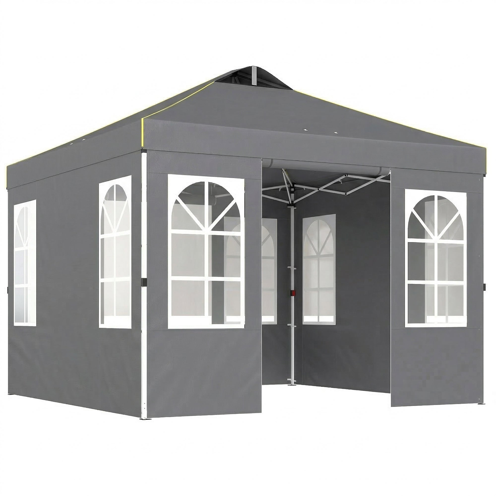 9.6 x 9.6 ft Pop Up Canopy Tent with Sidewalls, One Push Setup, UPF50+ Portable Instant Canopy Shelter, Dark Gray