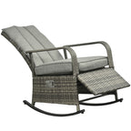 PE Rattan Rocking Recliner with Footrest, Gray