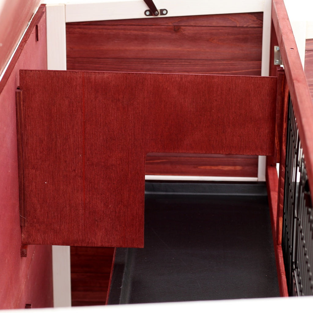 54" 2-Story Weatherproof Stackable Elevated Wooden Rabbit Hutch with Enclosed Run and Pull-Out Trays