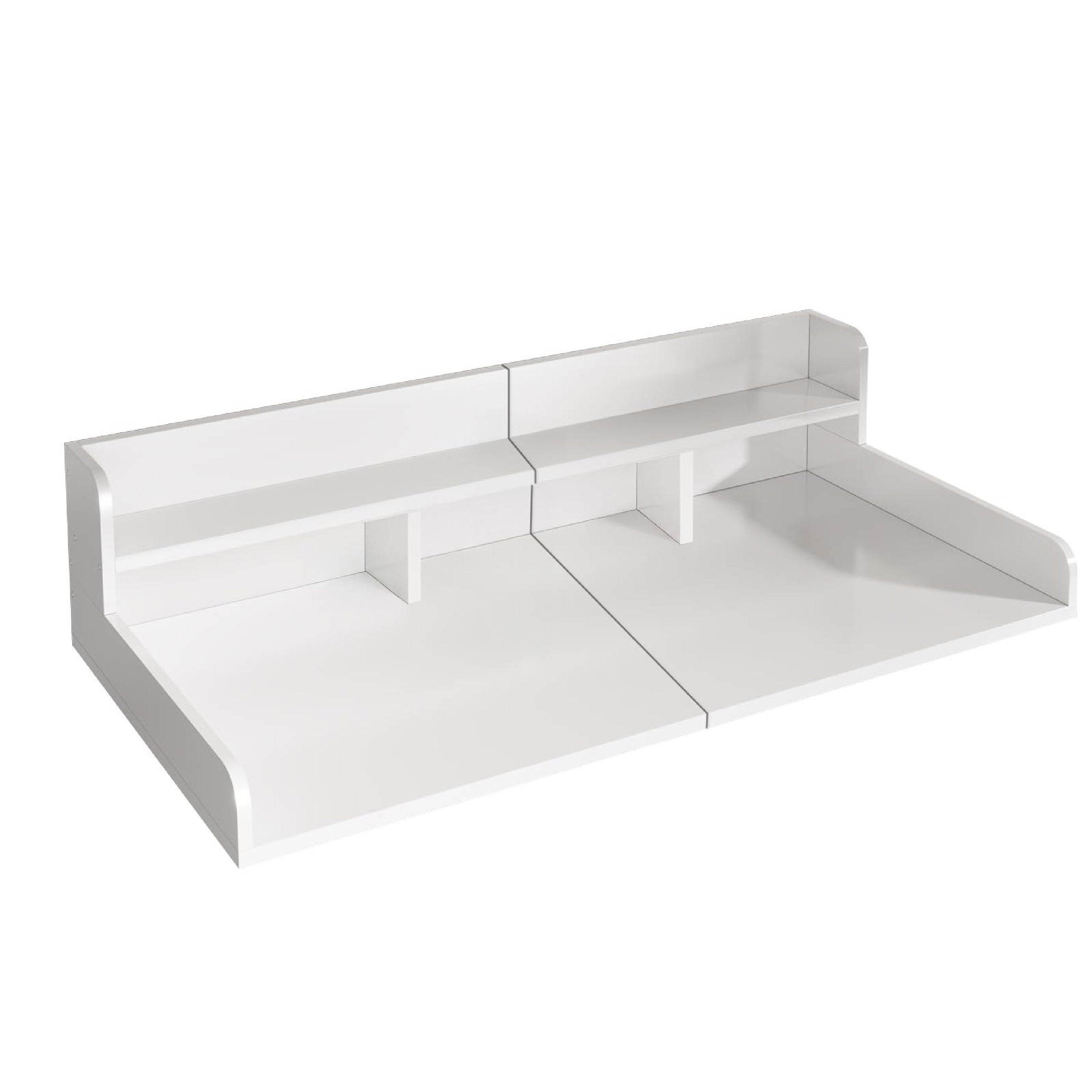 Washer Dryer Countertop with Non-slip Pads, Ample Workspace, Double Layer Wood Shelf Topper with Edge, 54″ L x 27.5″ W x 12″ H, White